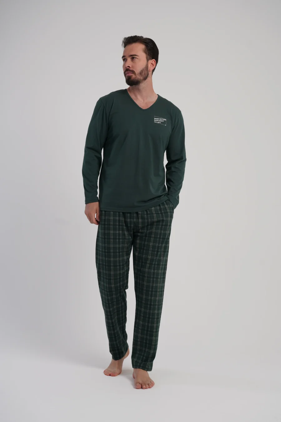 Piżama Męska Vienetta Green Classic, Ciemnazieleń, r. M-XXL - obrazek 3