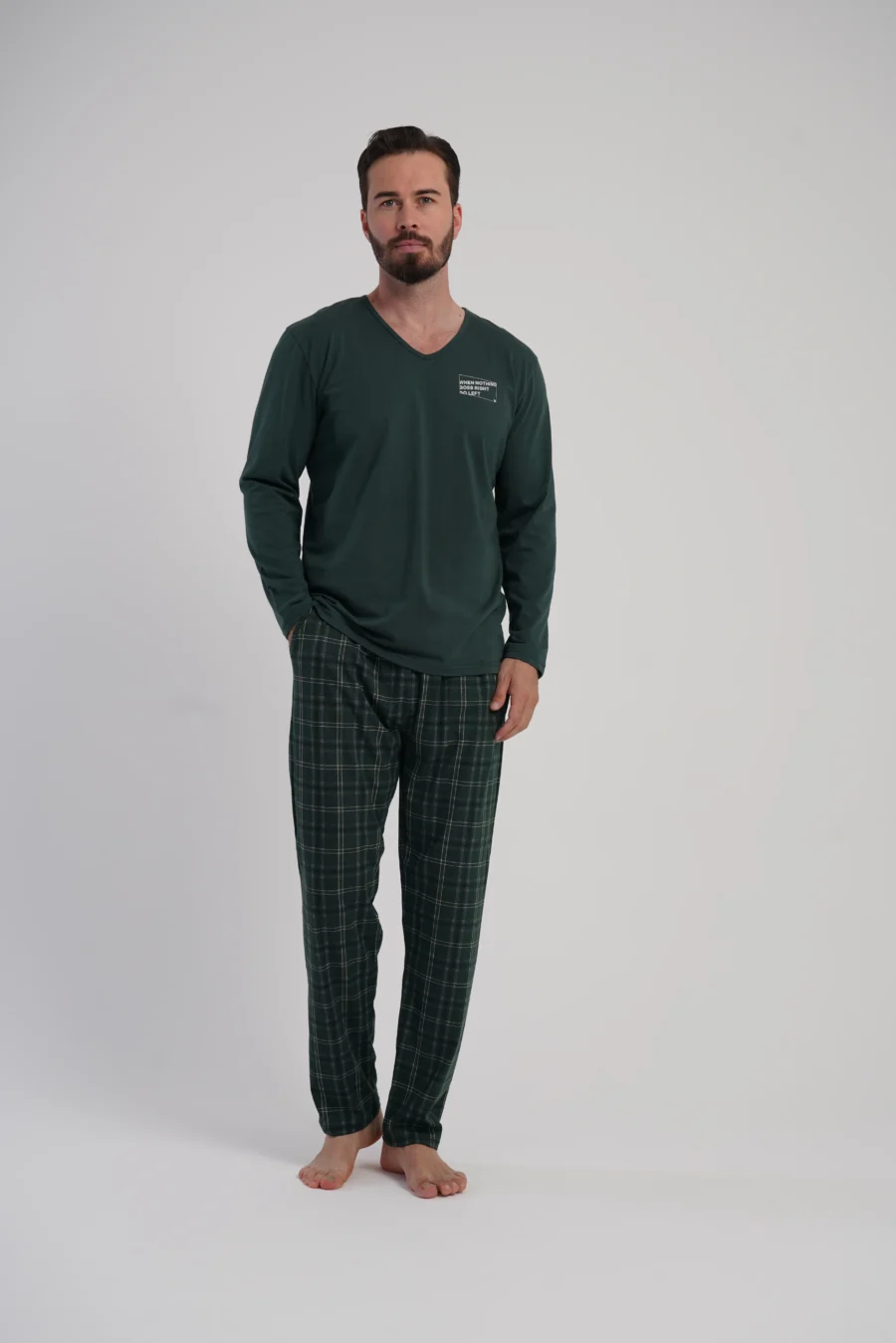 Piżama Męska Vienetta Green Classic, Ciemnazieleń, r. M-XXL - obrazek 4