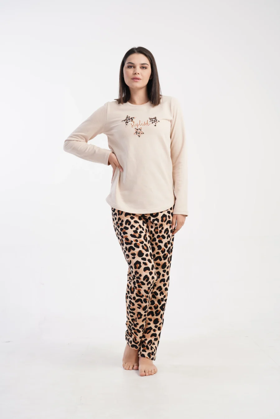 Piżama Damska Vienetta Stylish Panther, Beżowy, r. S-XL - obrazek 4
