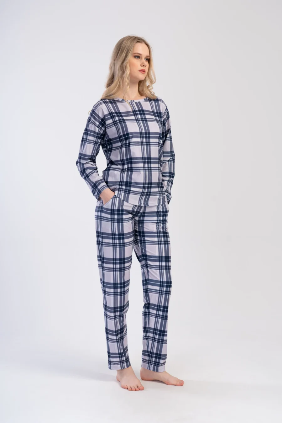 Piżama Damska Vienetta Cozy Check, Szary, r. S-XL - obrazek 4
