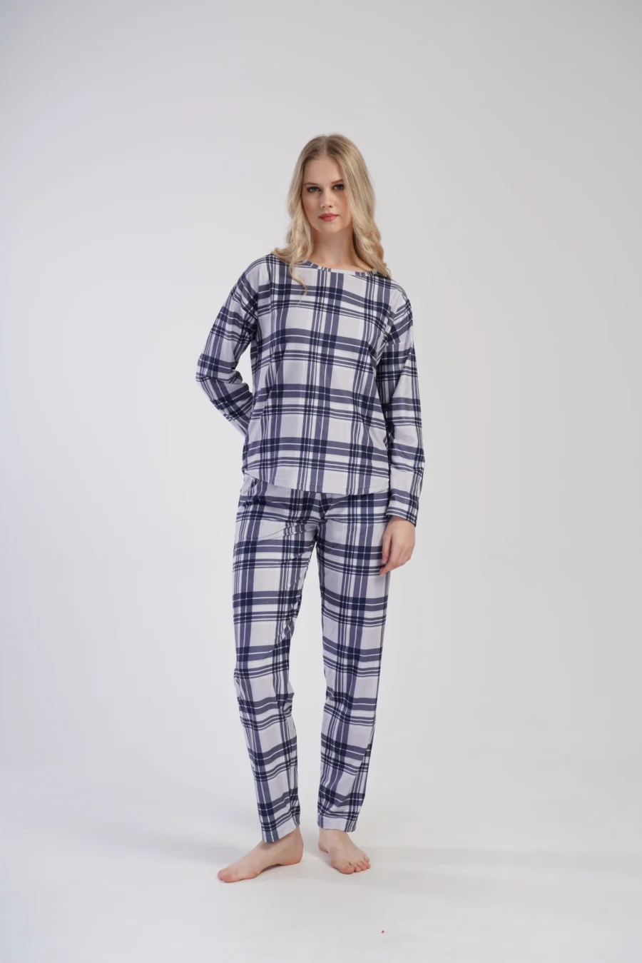Piżama Damska Vienetta Cozy Check, Szary, r. S-XL - obrazek 5