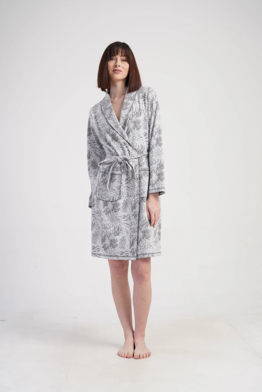 Szlafrok damski Vienetta Feather Grace, Szary, r. M-XXL