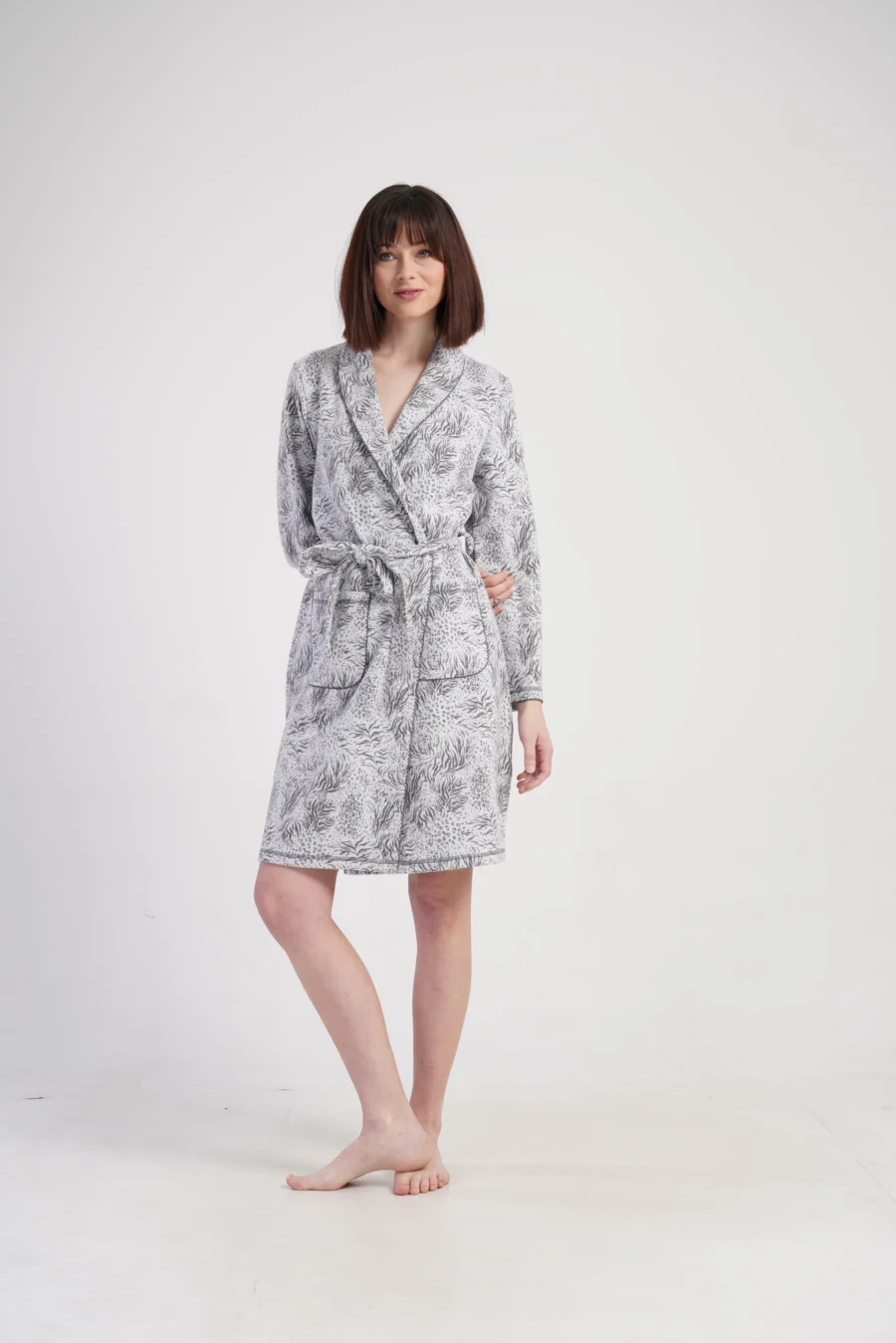 Szlafrok damski Vienetta Grey Feathers, Szary, r. 1XL-4XL - obrazek 4