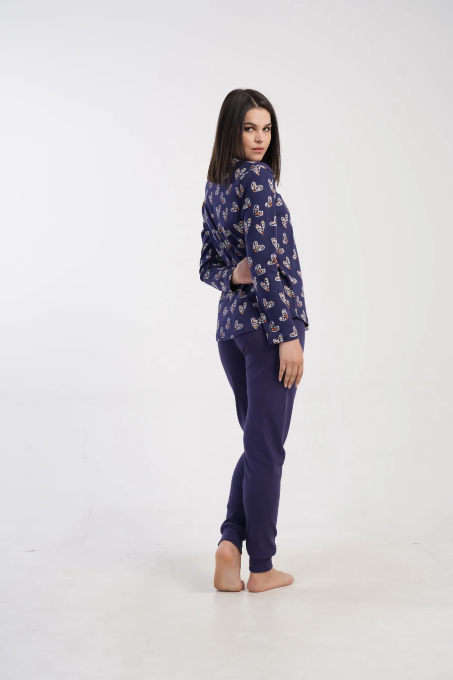 Piżama Damska Vienetta Heart Navy, Granatowy, r. S-XL - obrazek 6