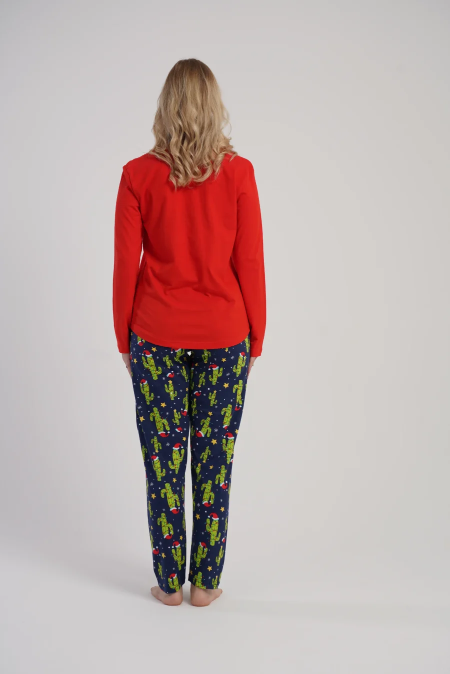 Piżama Damska Vienetta Cactus Christmas, Czerwony, r. S-XL - obrazek 4