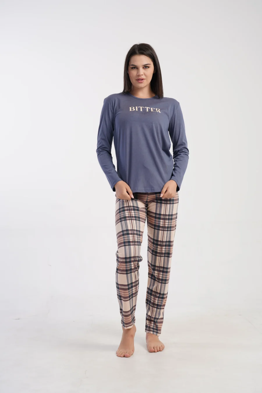 Piżama Damska Vienetta Urban Classic, Niebieski, r. S-XL