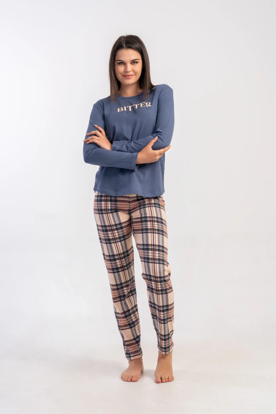 Piżama Damska Vienetta Urban Classic, Niebieski, r. S-XL - obrazek 2