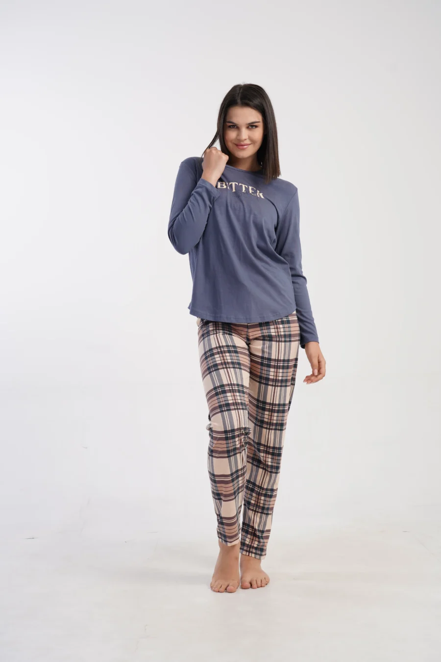 Piżama Damska Vienetta Urban Classic, Niebieski, r. S-XL - obrazek 3