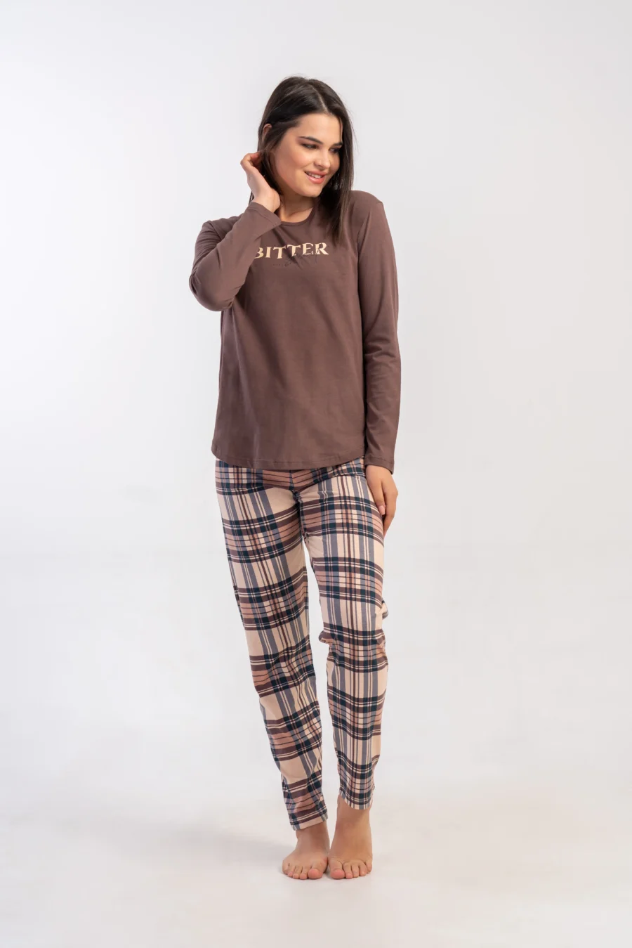 Piżama Damska Vienetta Urban Classic, Brązowy r. S-XL - obrazek 2