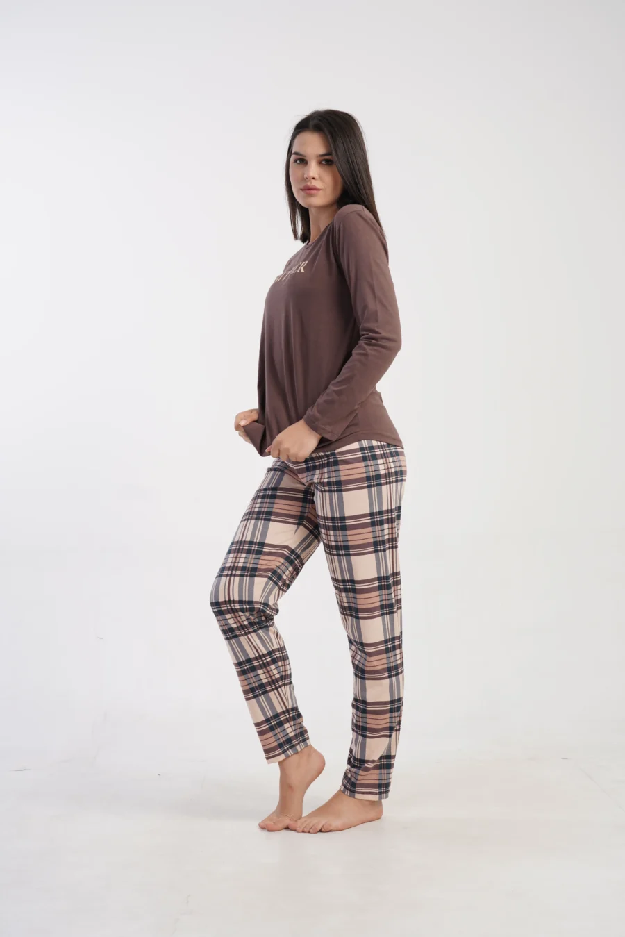 Piżama Damska Vienetta Urban Classic, Brązowy r. S-XL - obrazek 3