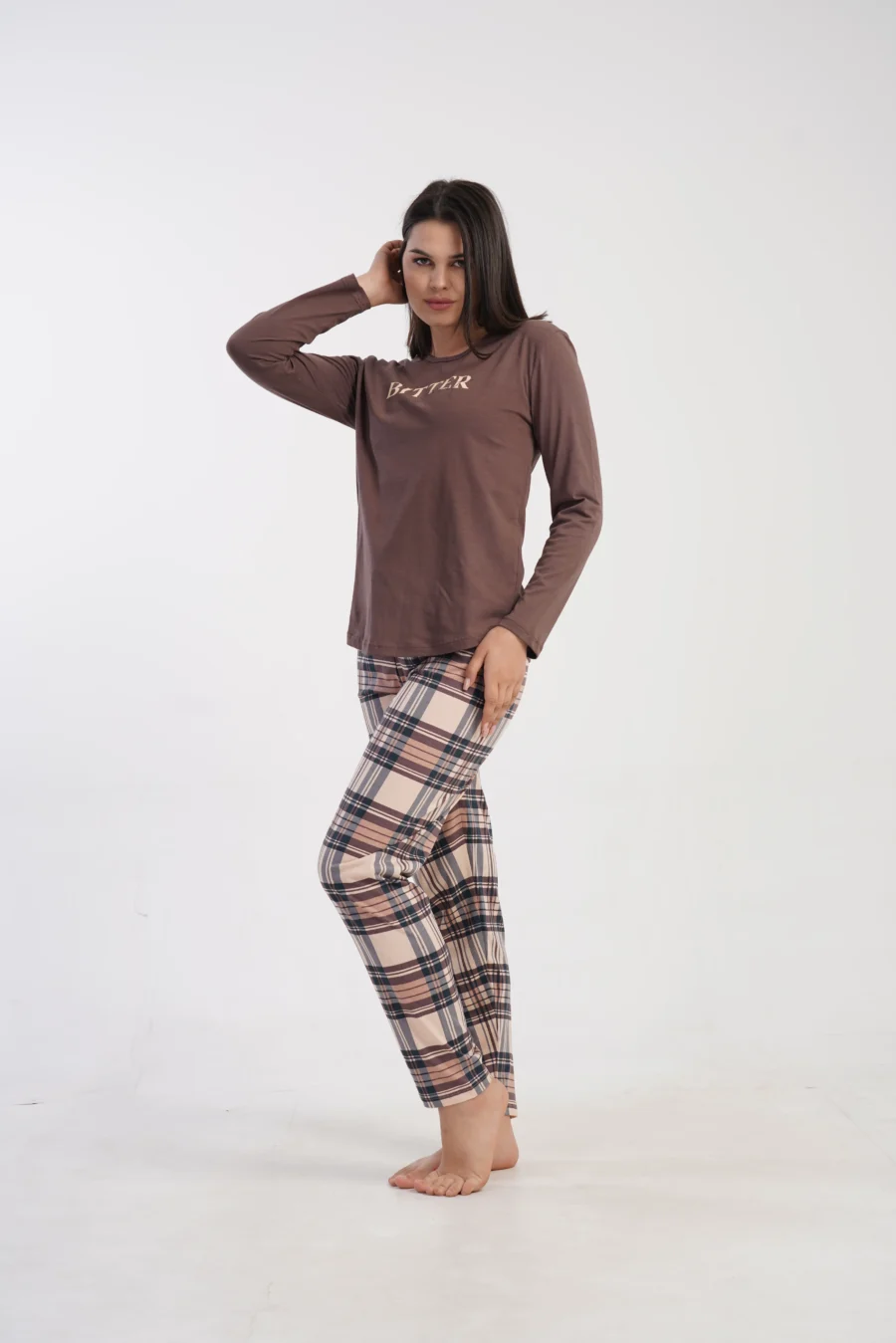 Piżama Damska Vienetta Urban Classic, Brązowy r. S-XL - obrazek 4
