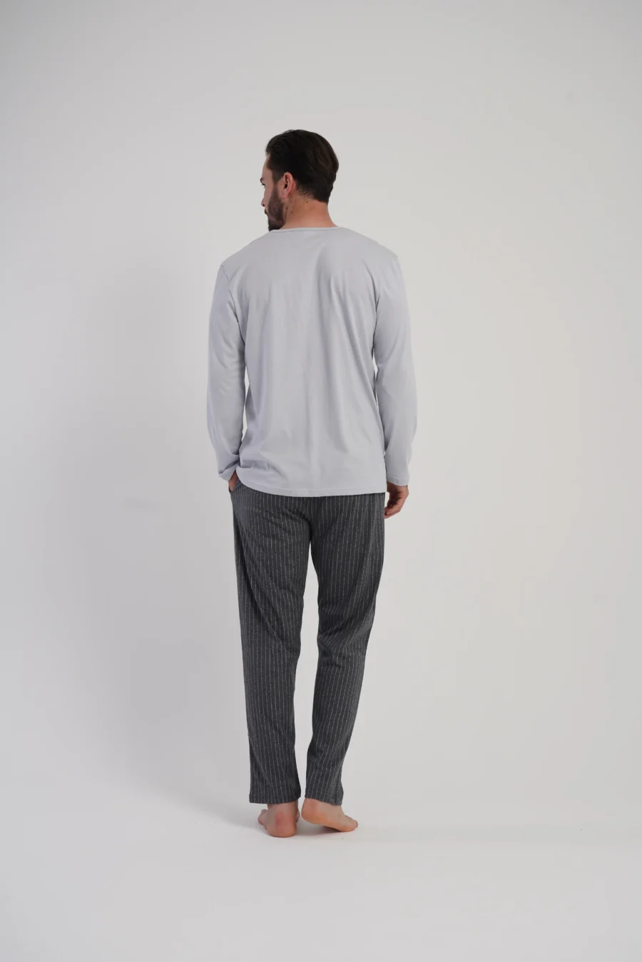 Piżama Męska Vienetta Cotton Stripes, Szary, r. M-XXL - obrazek 6