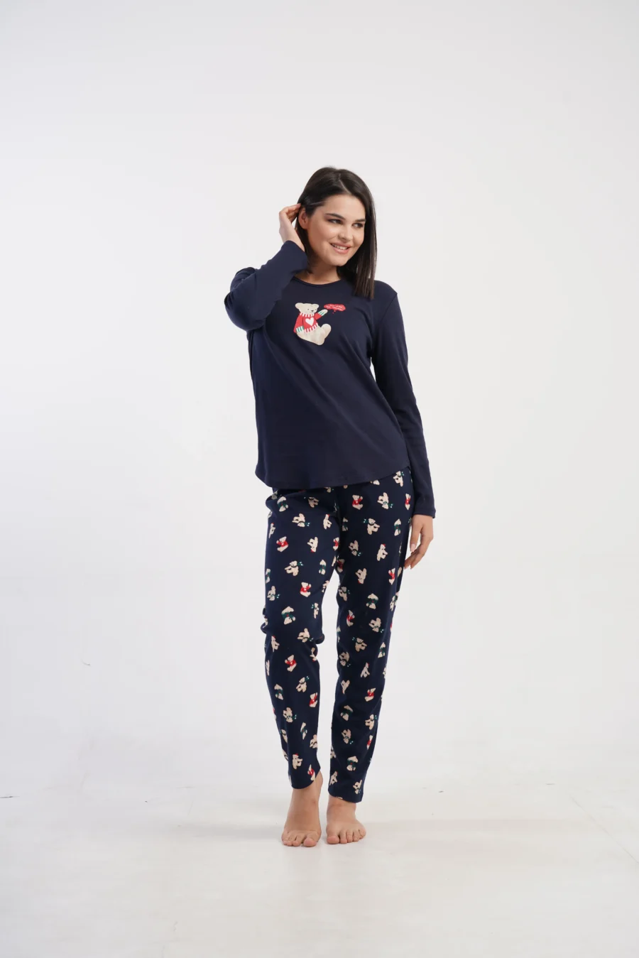 Piżama Damska Vienetta Winter Bear, Granatowy, r. S-XL - obrazek 2
