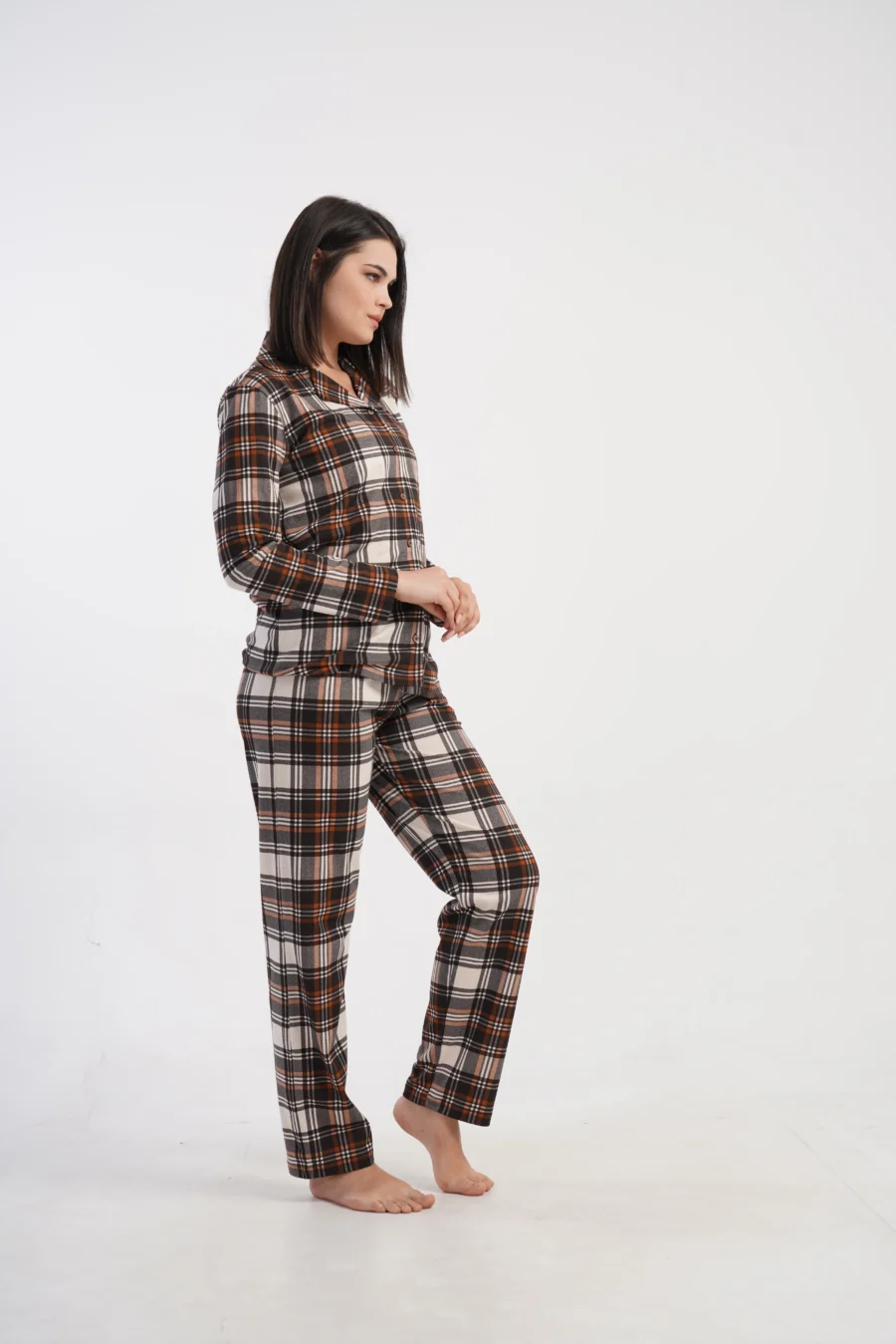 Piżama Damska Vienetta Classic Check, Brązowy, r. M-XXL - obrazek 5