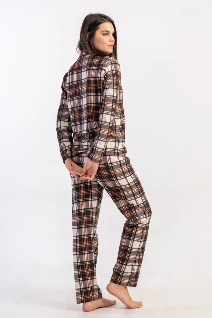 Piżama Damska Vienetta Classic Check, Brązowy, r. M-XXL - obrazek 6