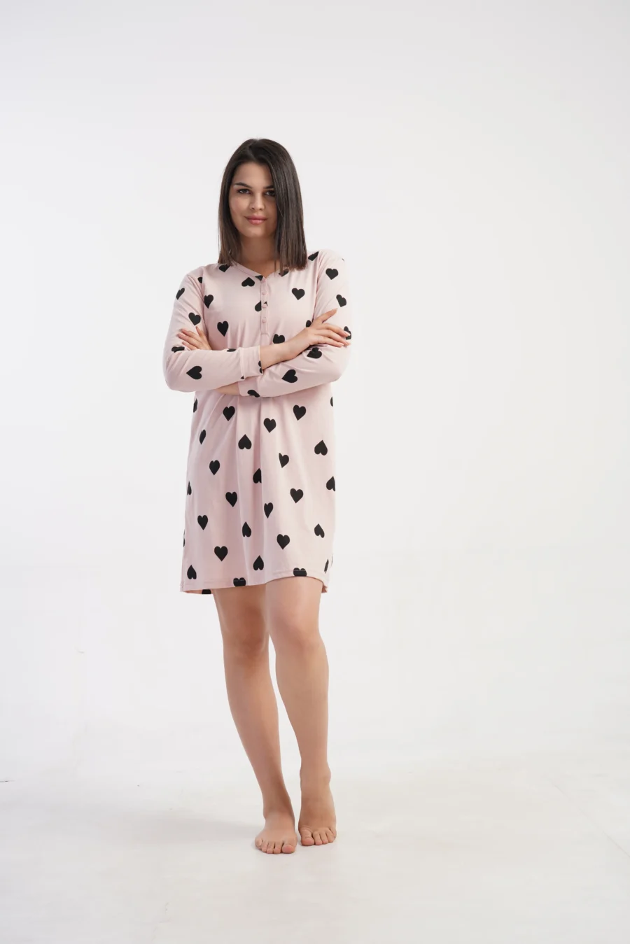 Koszula Nocna Damska Vienetta, Sweet Hearts, Różowy, r. M - XXL - obrazek 2