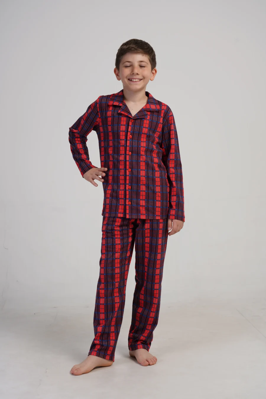 Piżama chłopięca Vienetta Plaid Dream, Czerwony, r. 128-164