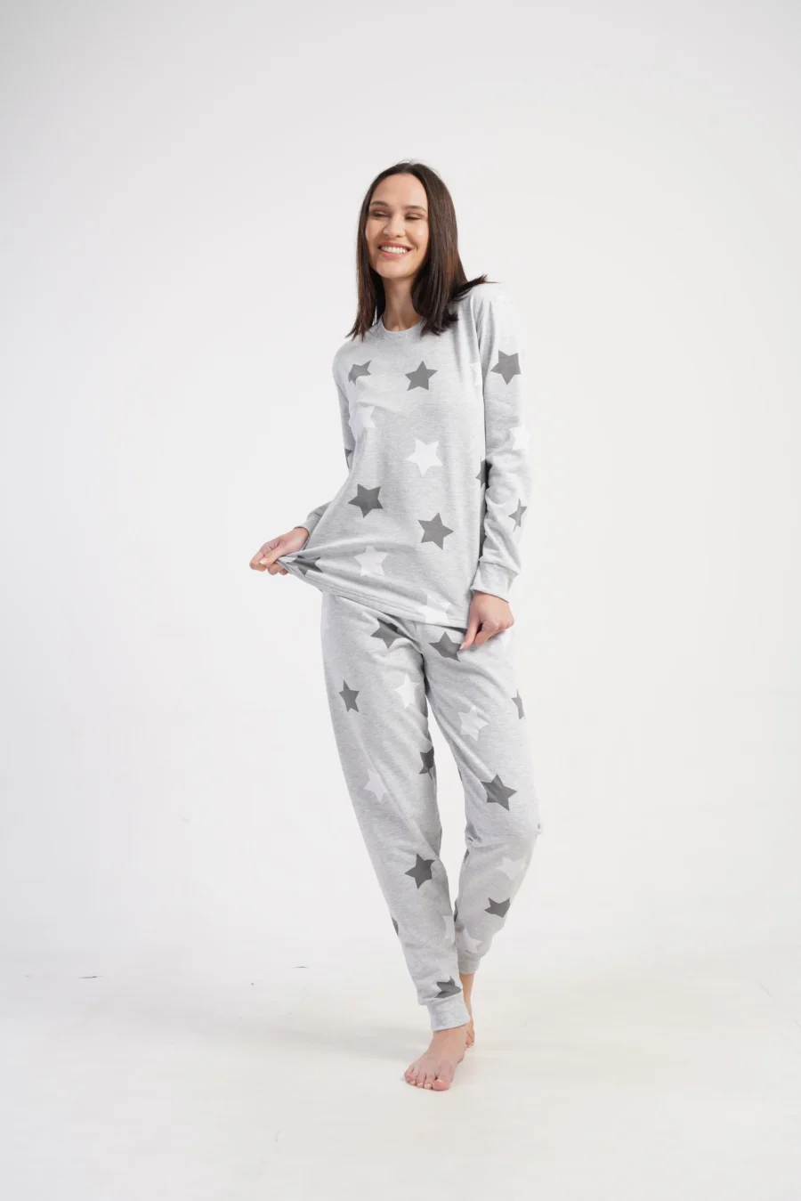 Piżama Damska Vienetta Star Cosiness, Szary, r. S-XL - obrazek 3