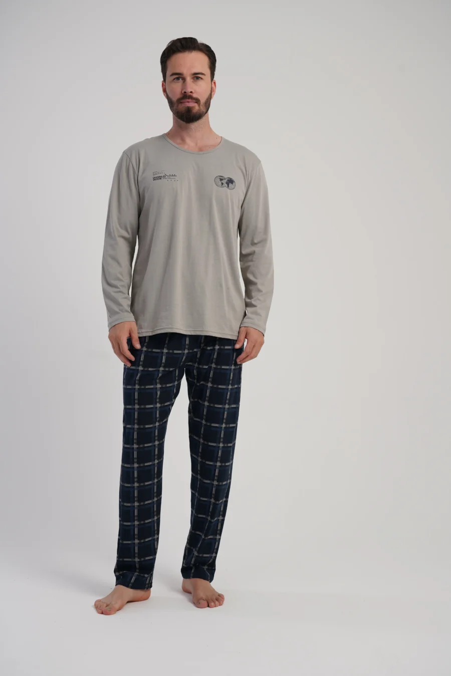 Piżama Męska Vienetta Classic Vibes, Beżowy, r. S-XL