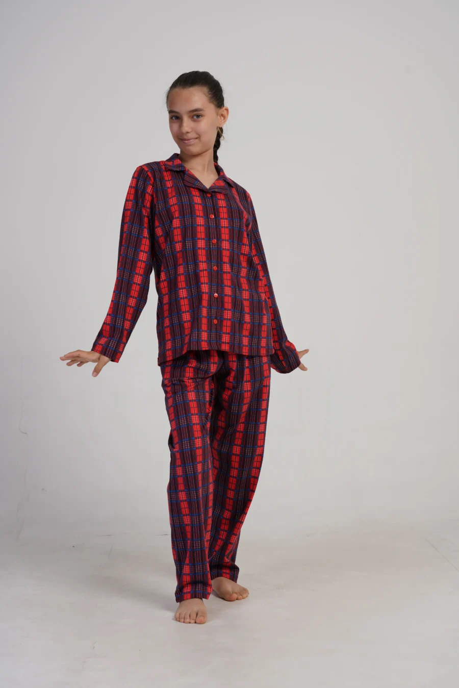 Piżama dziewczęca Vienetta Plaid Dream, Czerwony, r. 128 - 164
