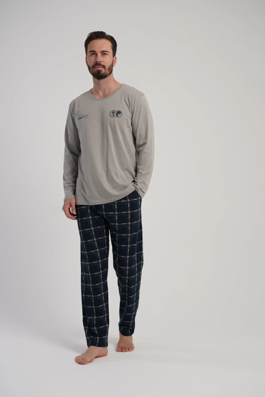Piżama Męska Vienetta Classic Vibes, Beżowy, r. S-XL - obrazek 2