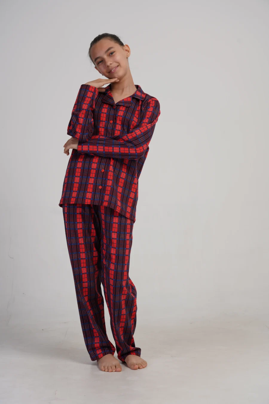 Piżama dziewczęca Vienetta Plaid Dream, Czerwony, r. 128 - 164 - obrazek 2