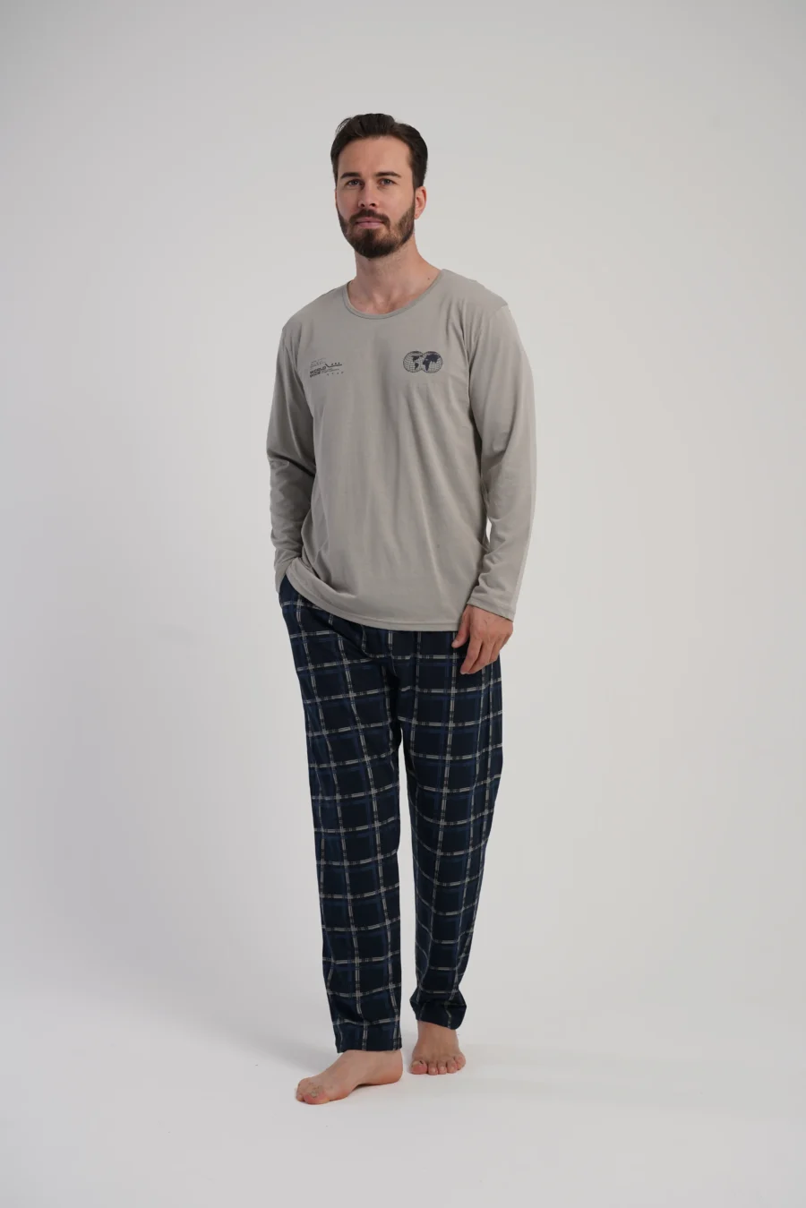 Piżama Męska Vienetta Classic Vibes, Beżowy, r. S-XL - obrazek 3