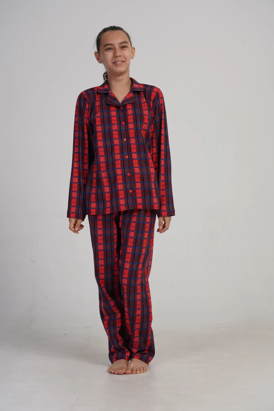 Piżama dziewczęca Vienetta Plaid Dream, Czerwony, r. 128 - 164 - obrazek 3