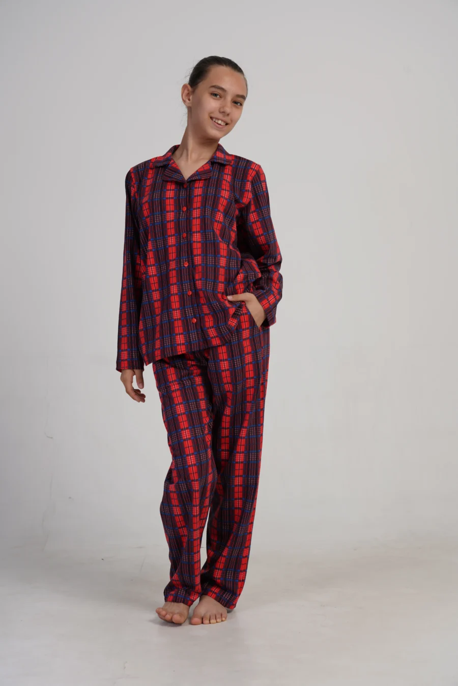Piżama dziewczęca Vienetta Plaid Dream, Czerwony, r. 128 - 164 - obrazek 4