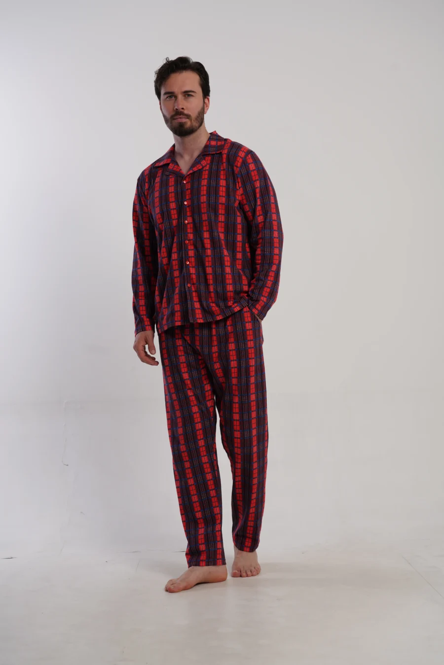 Piżama Męska Vienetta Red Check, Czerwony, r. S-XL - obrazek 2