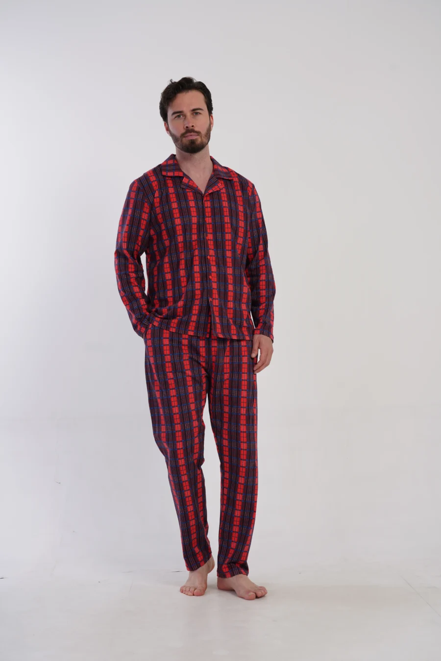 Piżama Męska Vienetta Red Check, Czerwony, r. S-XL - obrazek 3