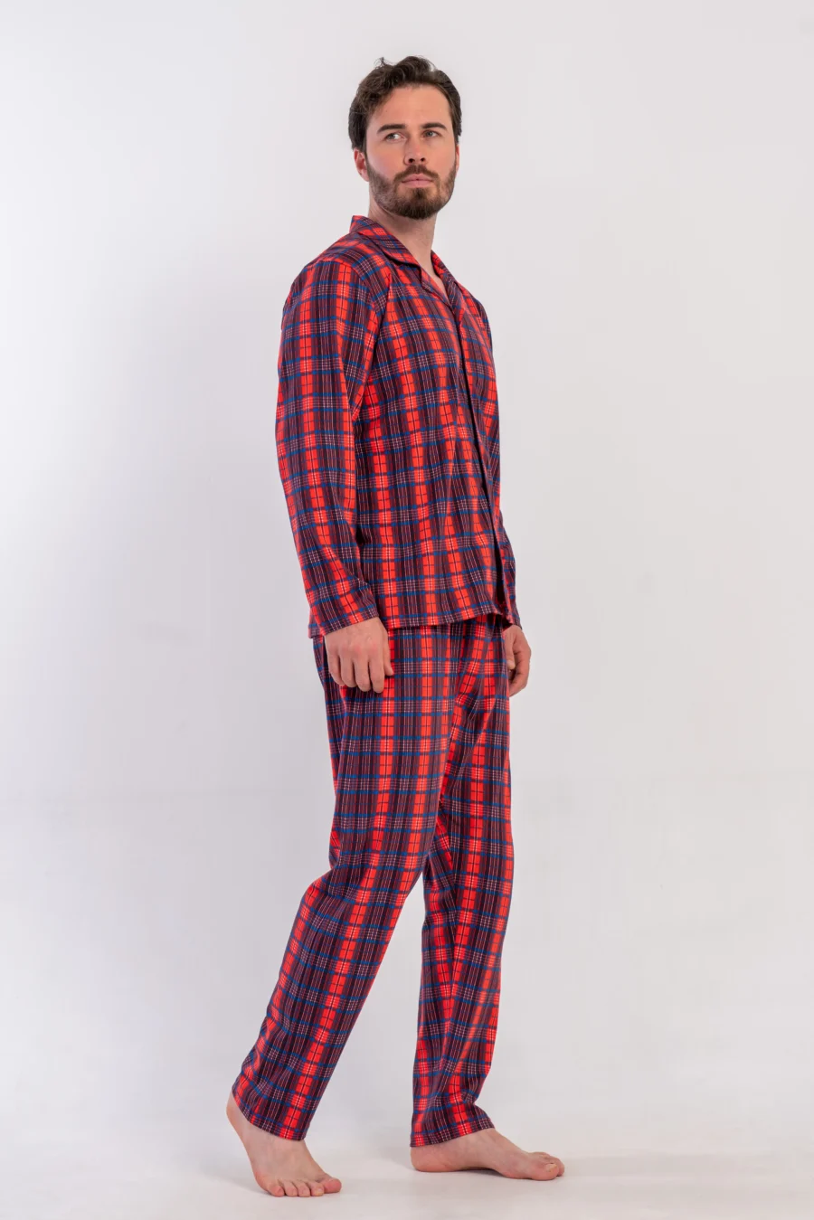 Piżama Męska Vienetta Red Check, Czerwony, r. S-XL - obrazek 4
