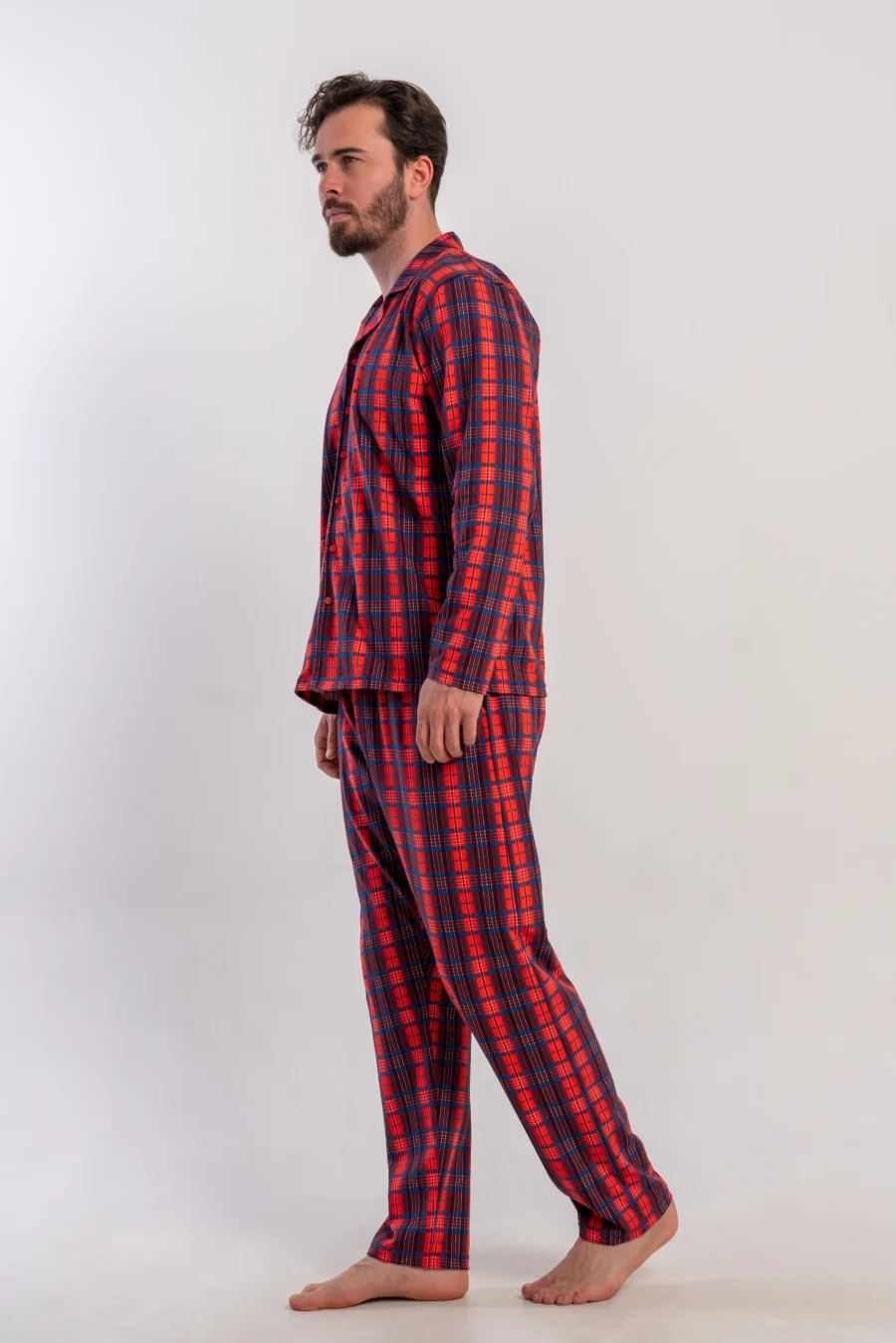 Piżama Męska Vienetta Red Check, Czerwony, r. S-XL - obrazek 5