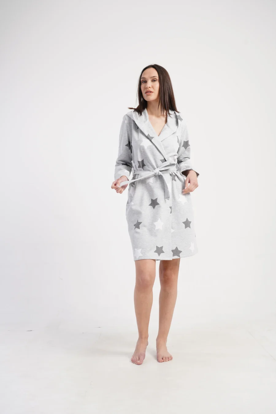 Szlafrok damski Vienetta Star Warmth, Szary, r. S - XL - obrazek 2
