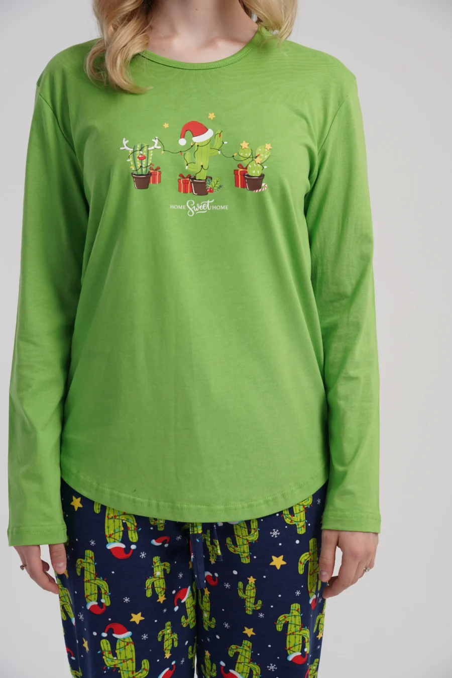 Piżama Damska Vienetta Cactus Christmas, Zielony, r. S-XL - obrazek 6
