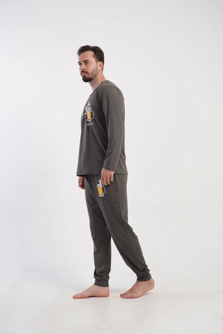 Piżama Męska Vienetta Beer Time, Szary, r. M-XXL - obrazek 5