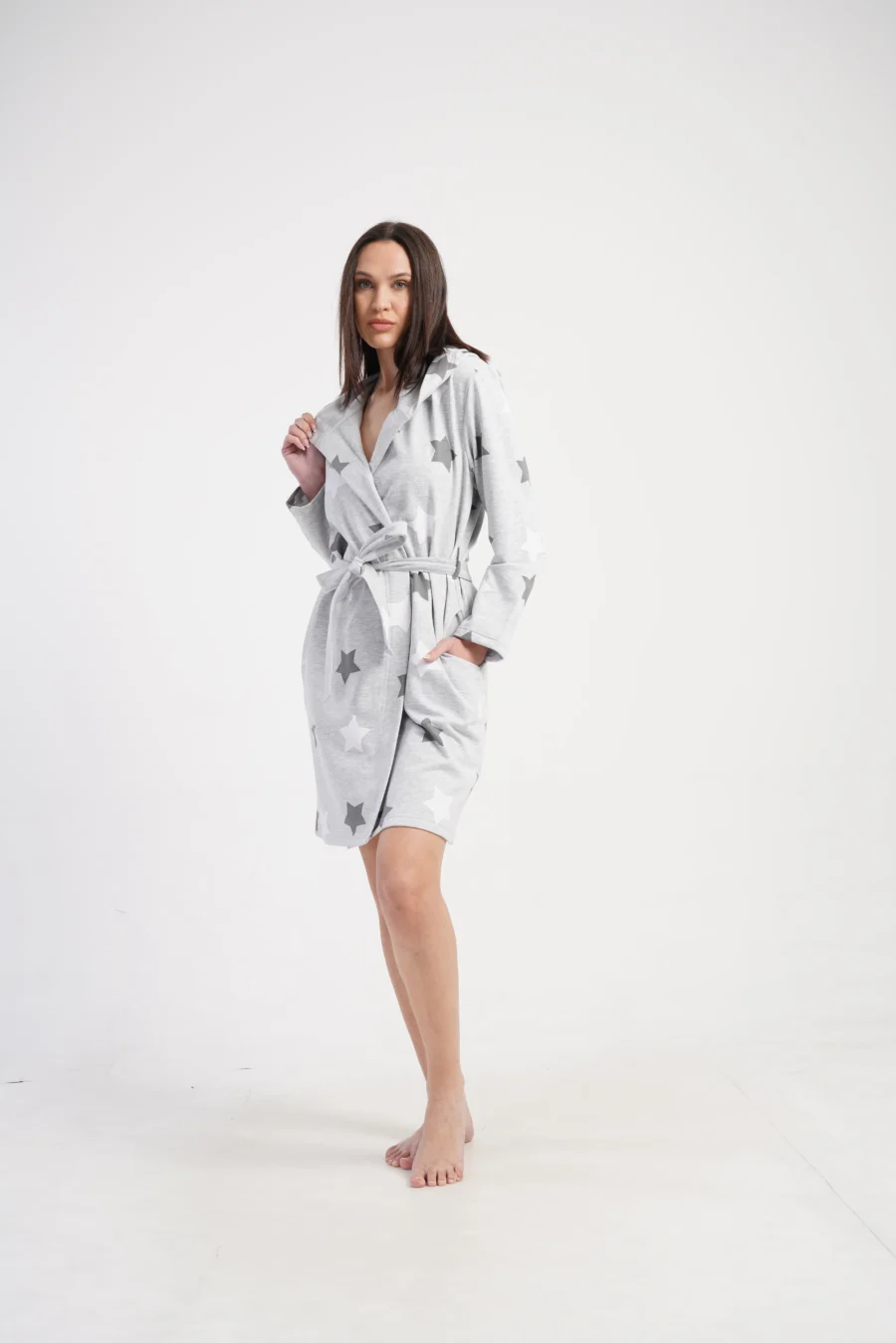 Szlafrok damski Vienetta Star Warmth, Szary, r. S - XL - obrazek 4