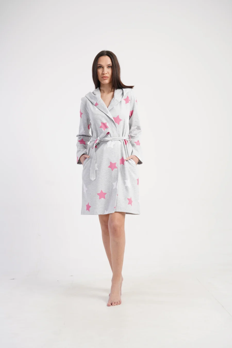 Szlafrok damski Vienetta Star Warmth, Szary, r. S - XL