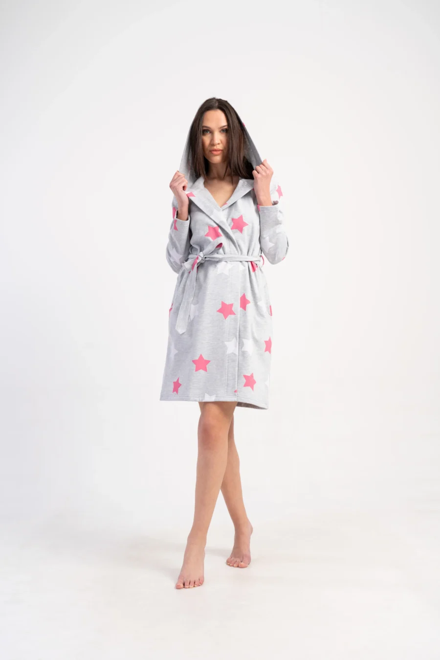Szlafrok damski Vienetta Star Warmth, Szary, r. S - XL - obrazek 3