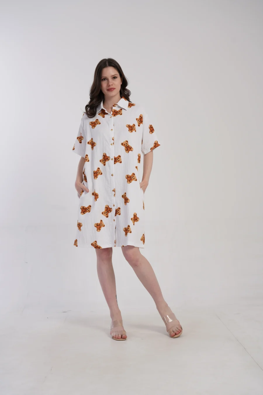 Koszula Nocna Vienetta Sweet Teddy, Biały, r. S-XL