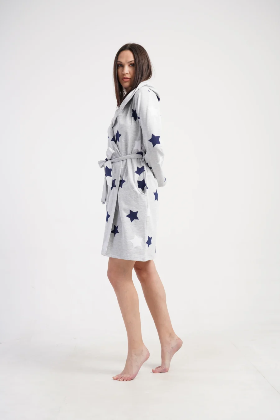 Szlafrok damski Vienetta Star Warmth, Szary, r. S - XL - obrazek 2
