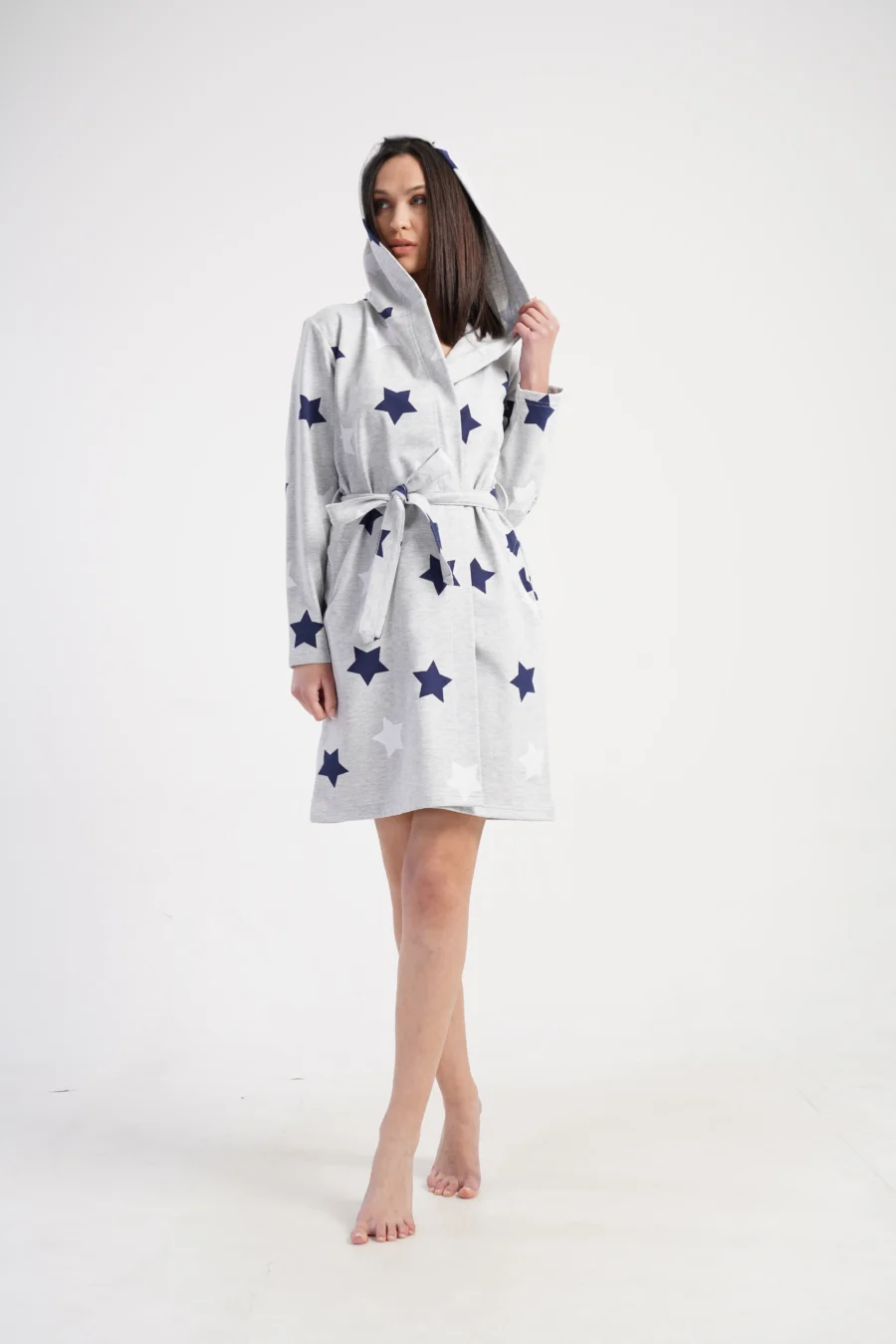 Szlafrok damski Vienetta Star Warmth, Szary, r. S - XL - obrazek 3
