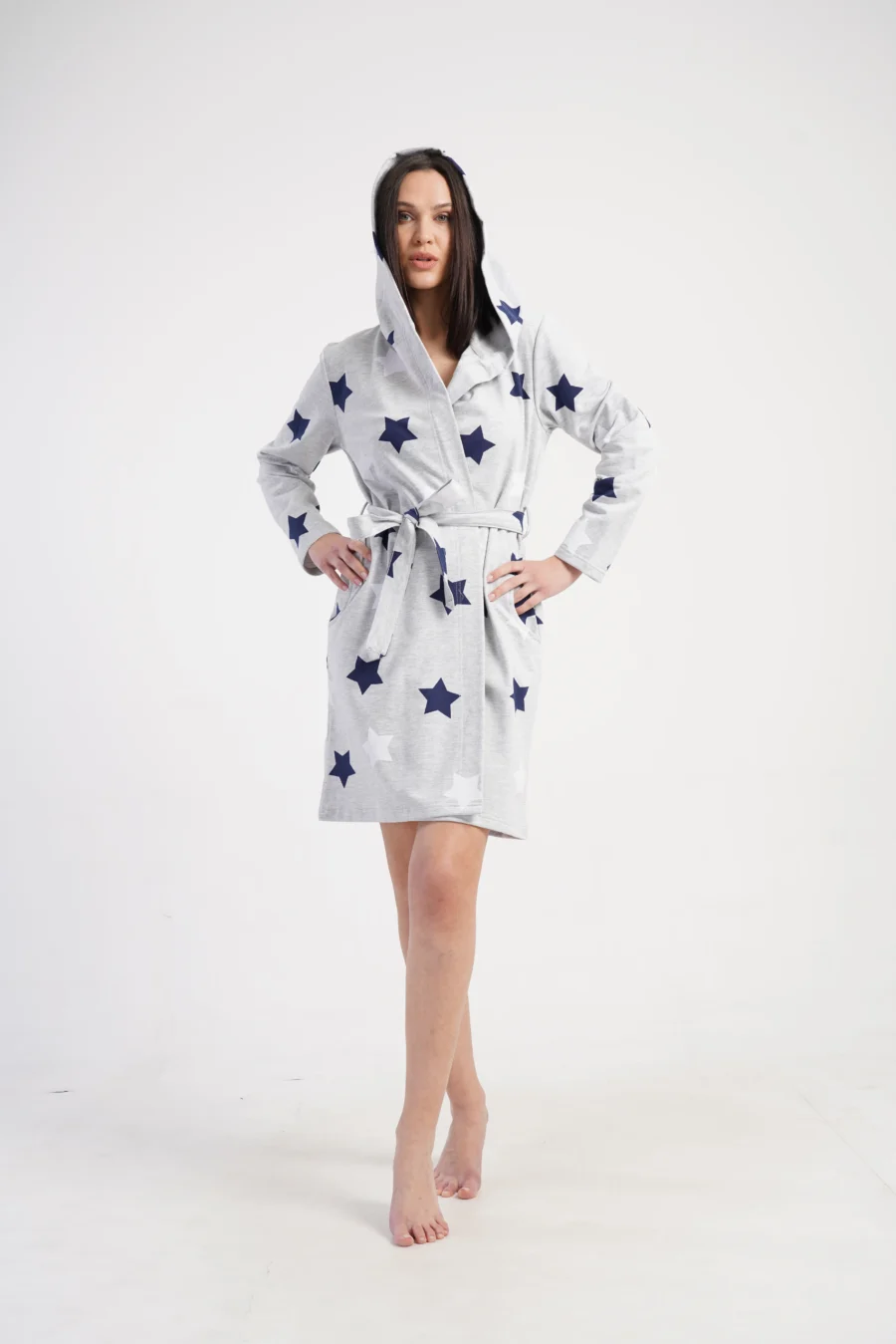 Szlafrok damski Vienetta Star Warmth, Szary, r. S - XL - obrazek 4