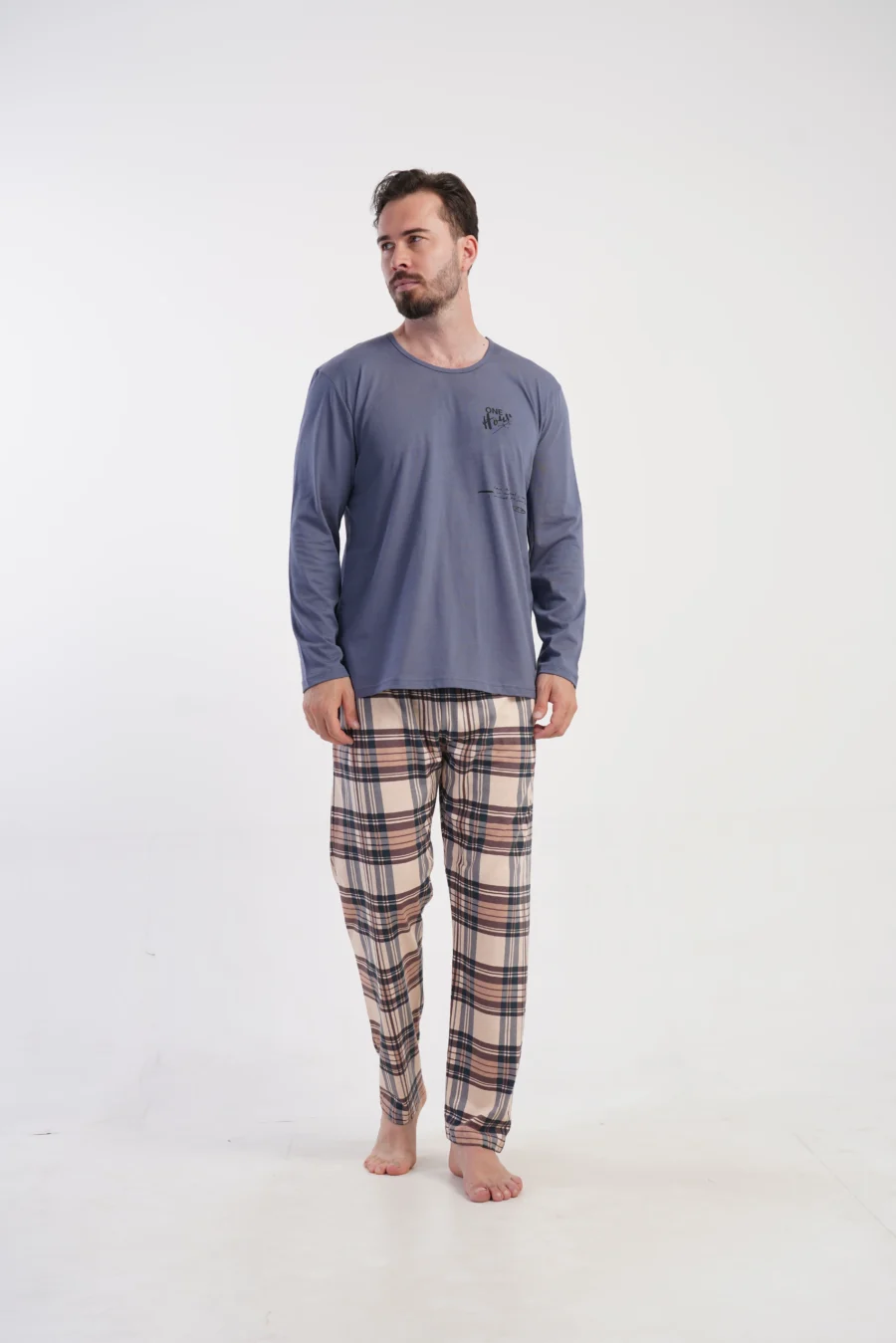 Piżama Męska Vienetta Classic Check, Niebieski, r. M-XXL - obrazek 2