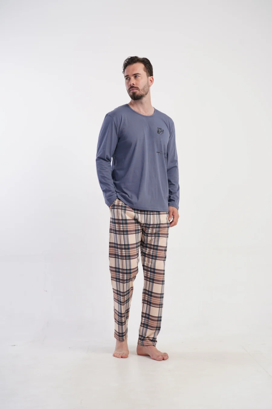 Piżama Męska Vienetta Classic Check, Niebieski, r. M-XXL - obrazek 4