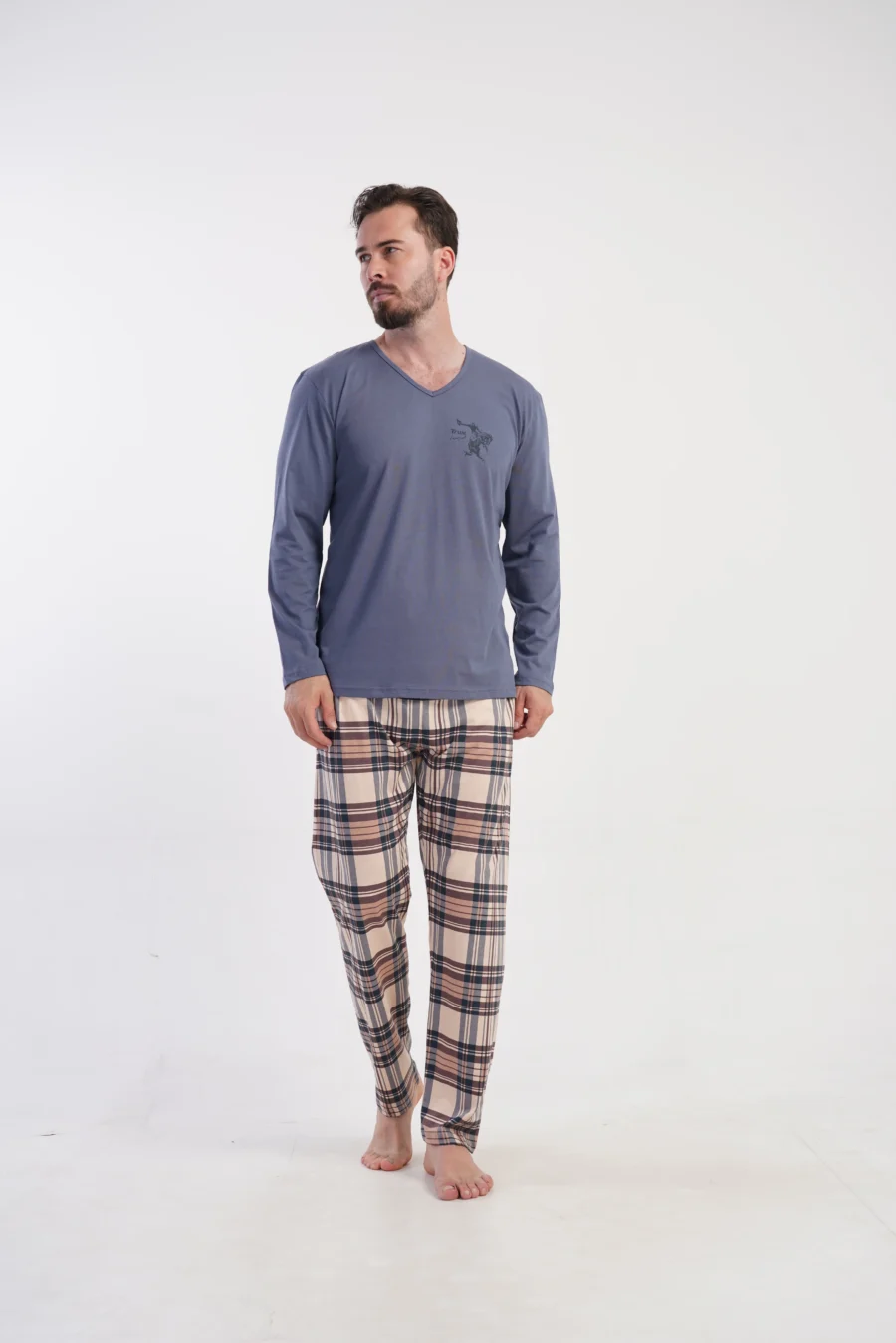 Piżama Męska Vienetta Classic Comfort, Niebieski, r. M-XXL - obrazek 2
