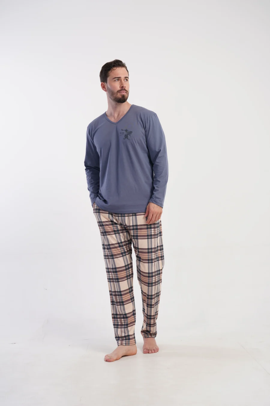 Piżama Męska Vienetta Classic Comfort, Niebieski, r. M-XXL - obrazek 3