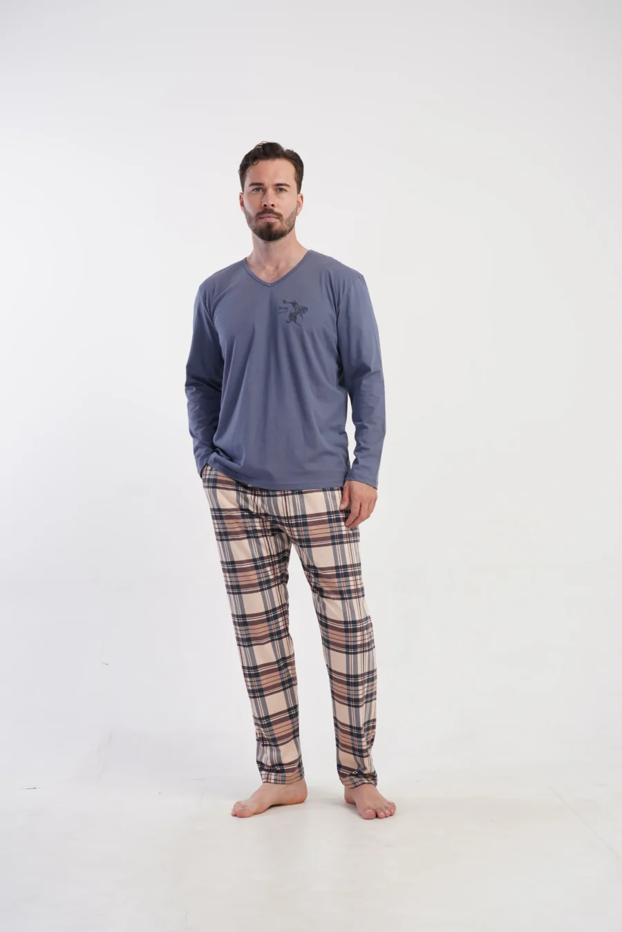 Piżama Męska Vienetta Classic Comfort, Niebieski, r. M-XXL - obrazek 4