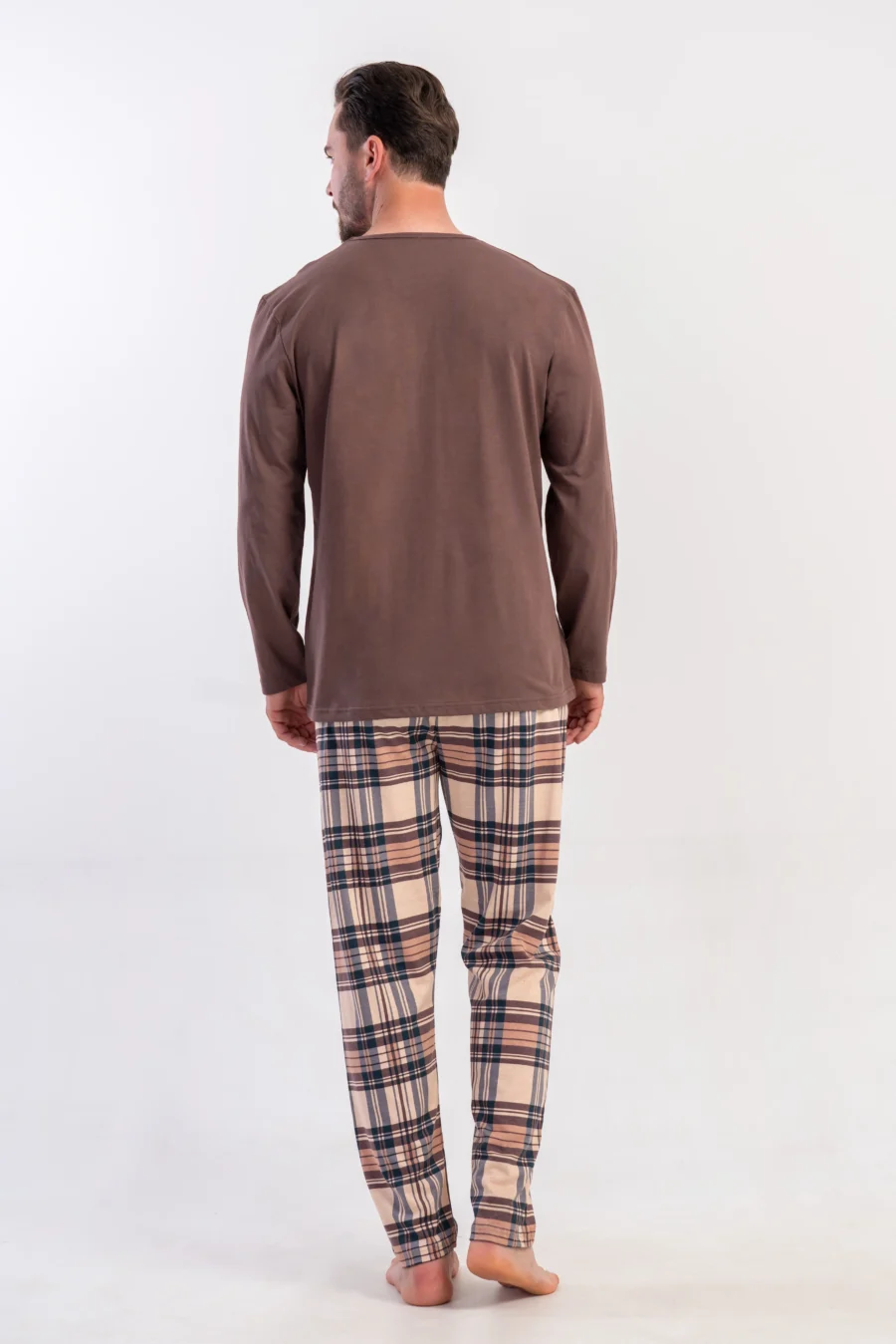 Piżama Męska Vienetta Classic Comfort, Brązowy, r. M-XXL - obrazek 6
