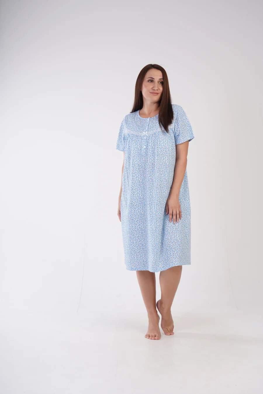 Koszula Nocna Vienetta Blue Flowers, Niebieski, r. 1XL - 4XL - obrazek 2